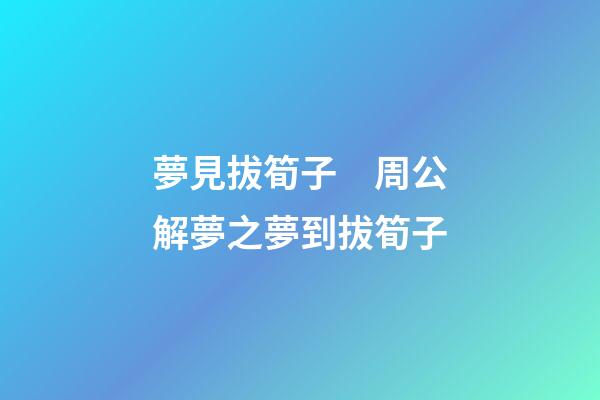 夢見拔筍子　周公解夢之夢到拔筍子